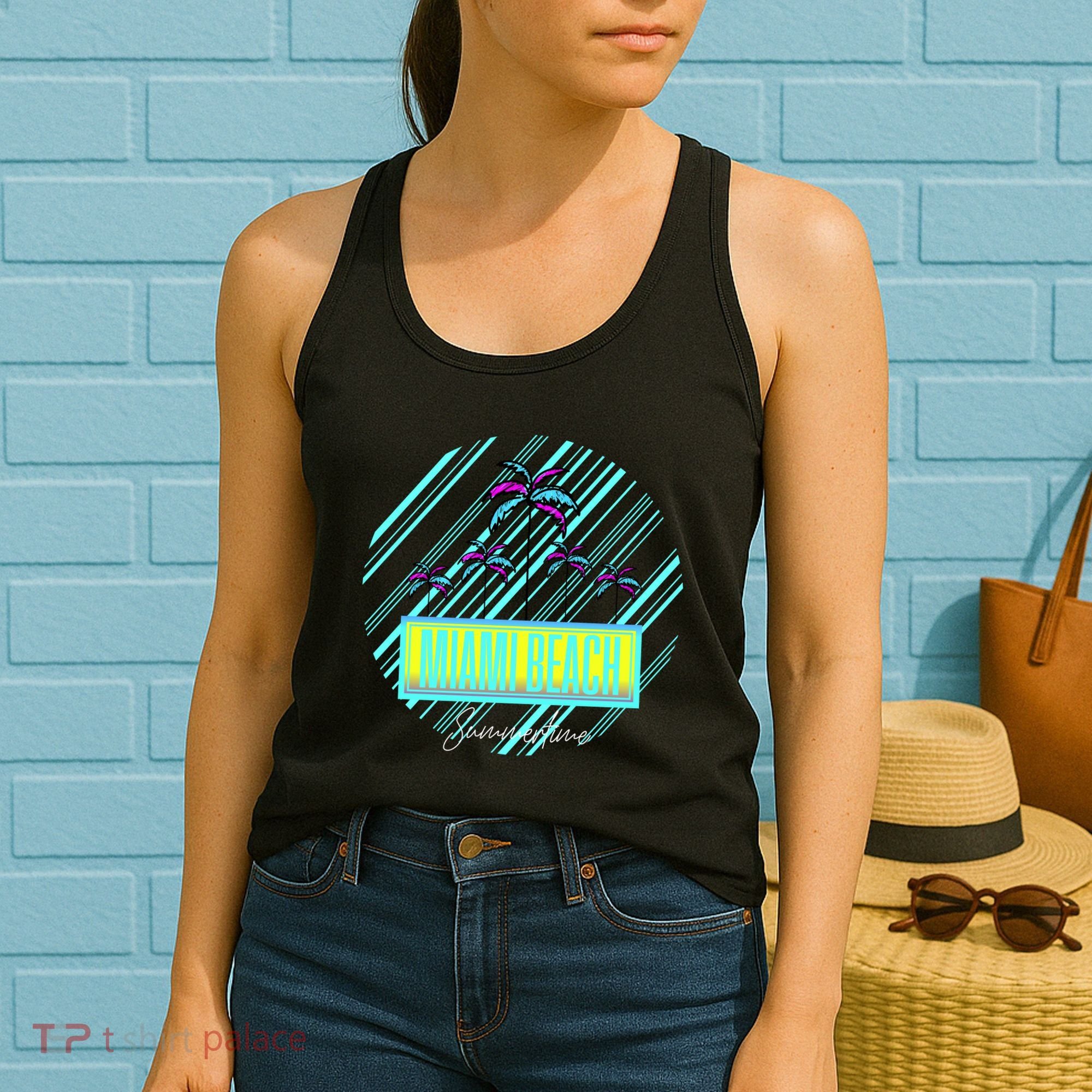 Miami Beach Palm Trees Retro Women's Tank Top