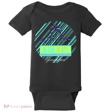 Miami Beach Palm Trees Retro Baby Bodysuit