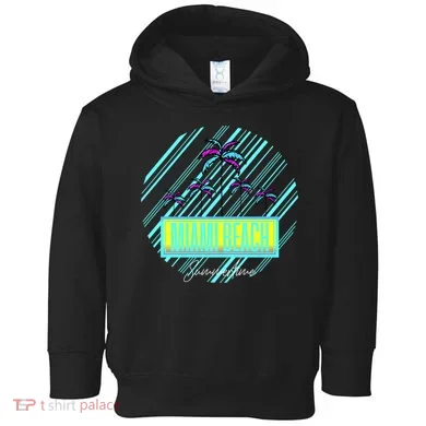 Miami Beach Palm Trees Retro Toddler Hoodie