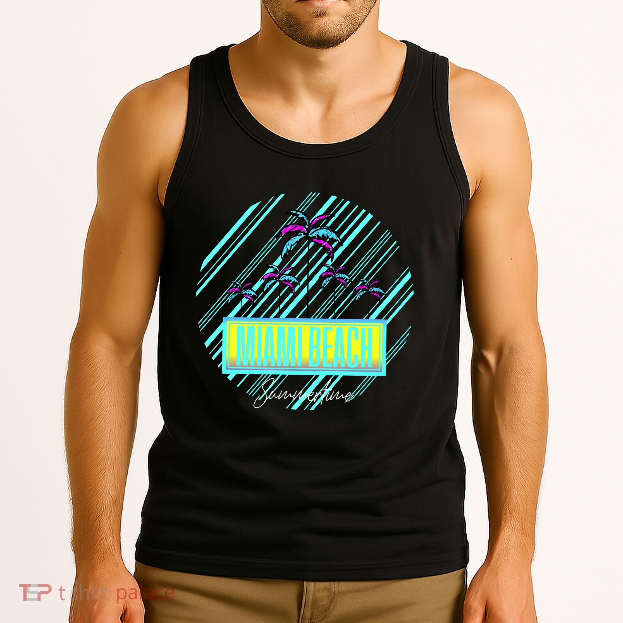 Miami Beach Palm Trees Retro Tank Top