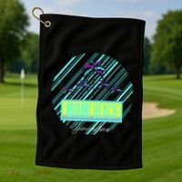 Miami Beach Palm Trees Retro Golf Towel thumb 1