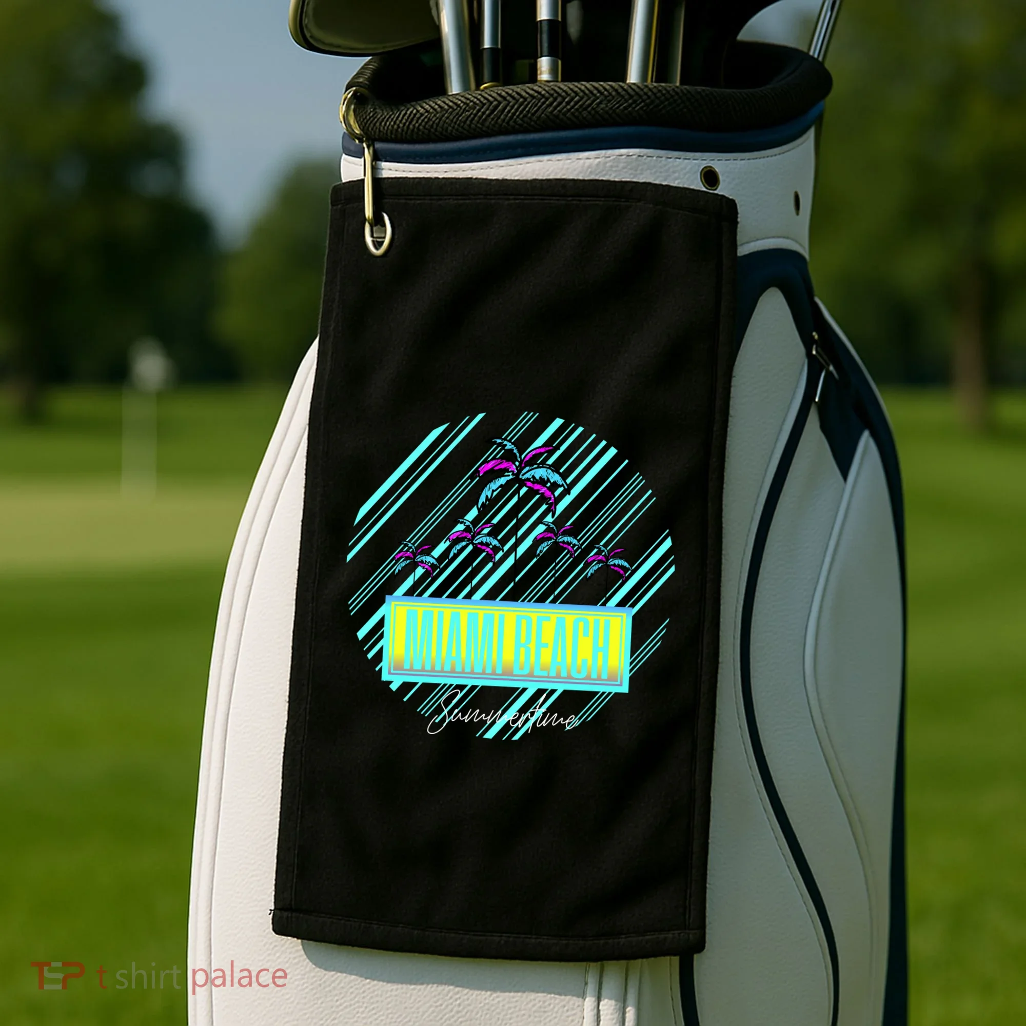 Miami Beach Palm Trees Retro Golf Towel