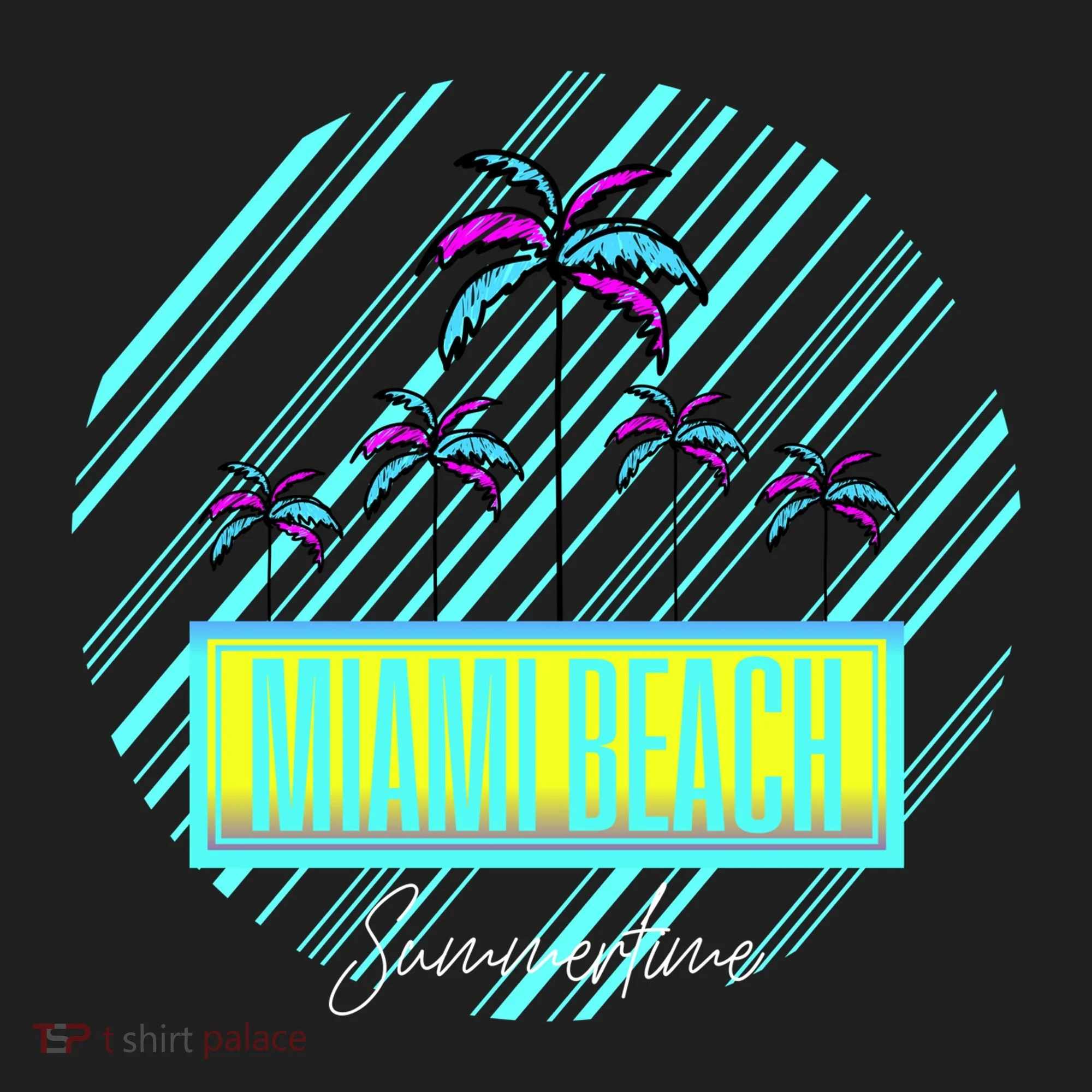 Miami Beach Palm Trees Retro Golf Towel