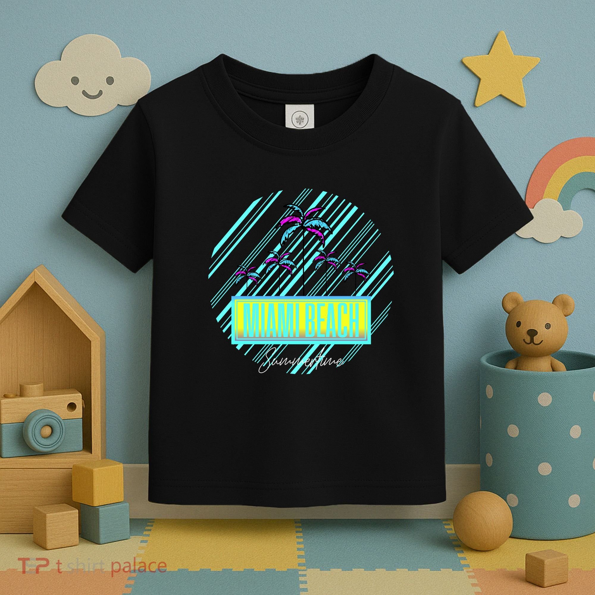 Miami Beach Palm Trees Retro Toddler T-Shirt