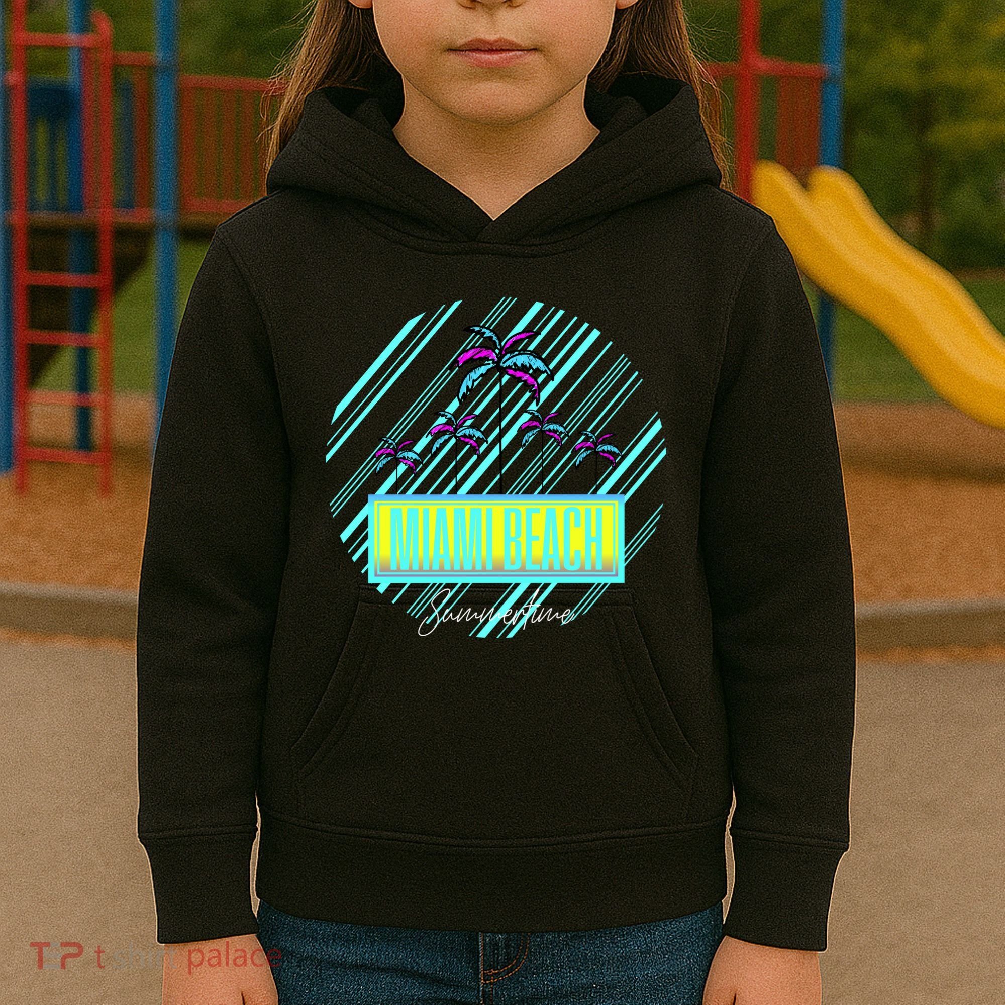 Miami Beach Palm Trees Retro Kids Hoodie