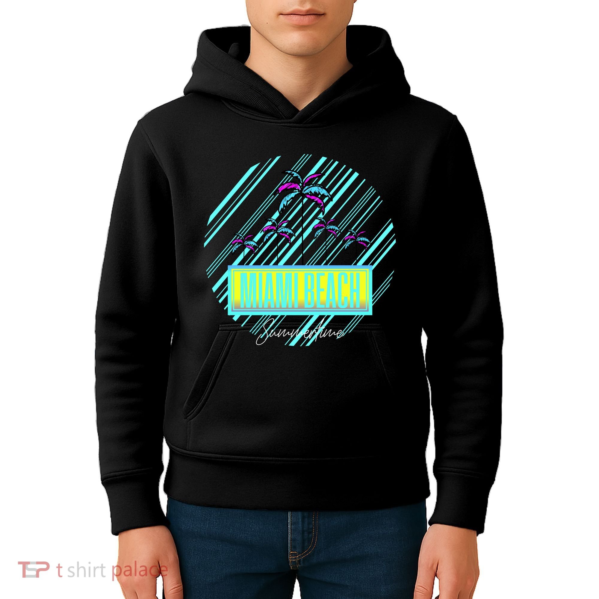 Miami Beach Palm Trees Retro Kids Hoodie
