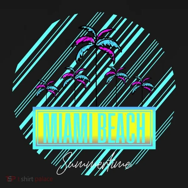 Miami Beach Palm Trees Retro Kids Long Sleeve Shirt