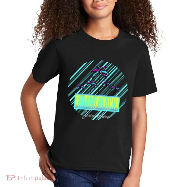 Miami Beach Palm Trees Retro Kids T-Shirt