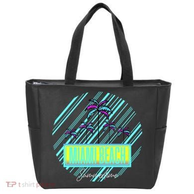 Miami Beach Palm Trees Retro Tote Bag