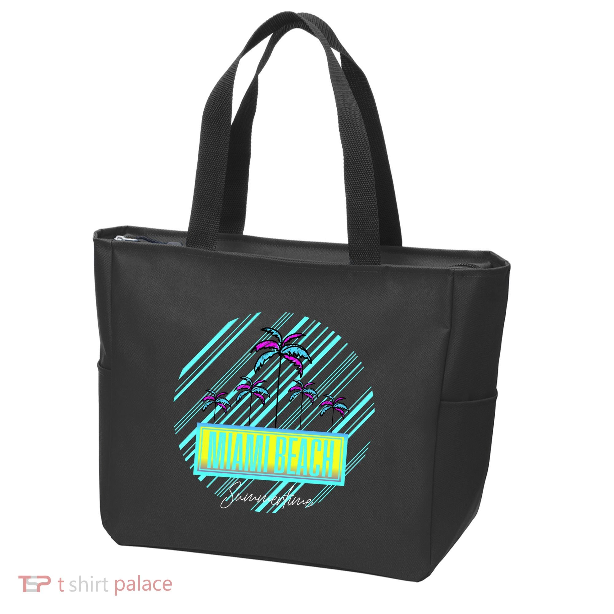 Miami Beach Palm Trees Retro Tote Bag