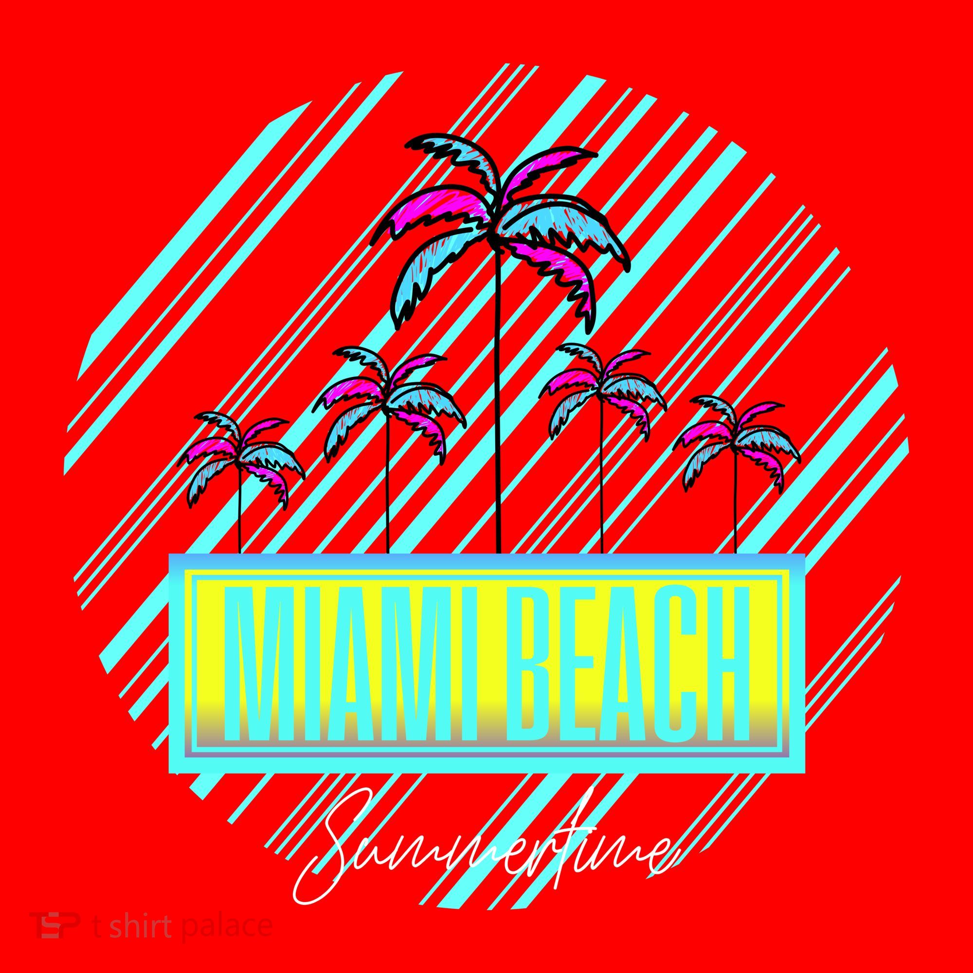 Miami Beach Palm Trees Retro Santa Hat