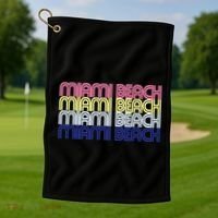 Miami Beach Repeat Golf Towel thumb 1