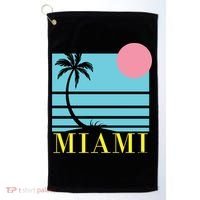 Miami Beach Sunset Golf Towel thumb 0