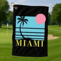 Miami Beach Sunset Golf Towel thumb 1