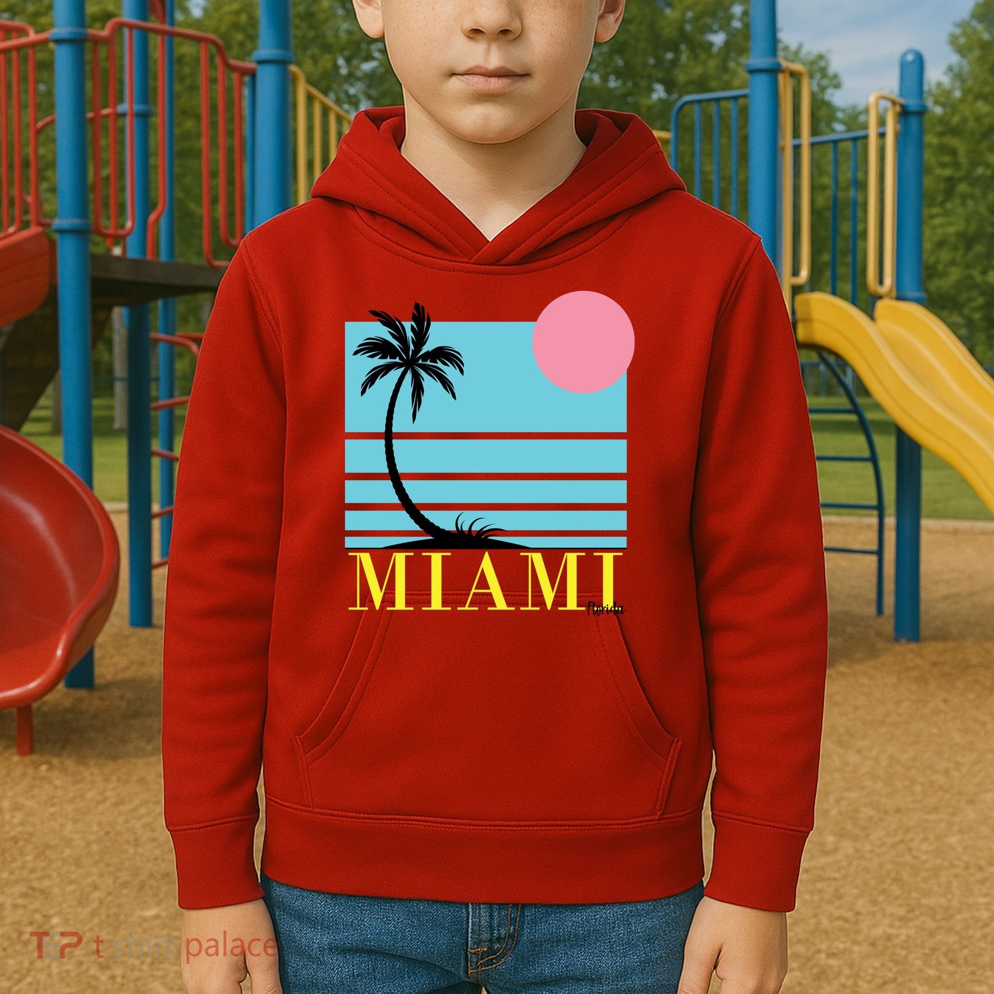 Miami Beach Sunset Kids Hoodie