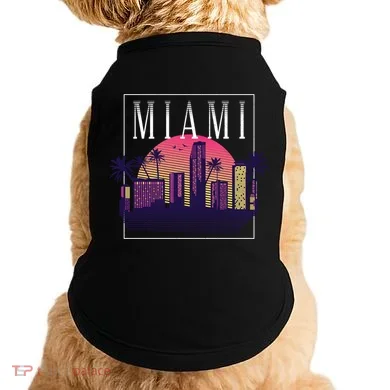 Miami Florida Retro Skyline Doggie Tank