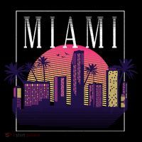Miami Florida Retro Skyline Doggie Tank thumb 4