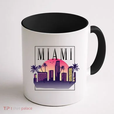 Miami Florida Retro Skyline Coffee Mug back