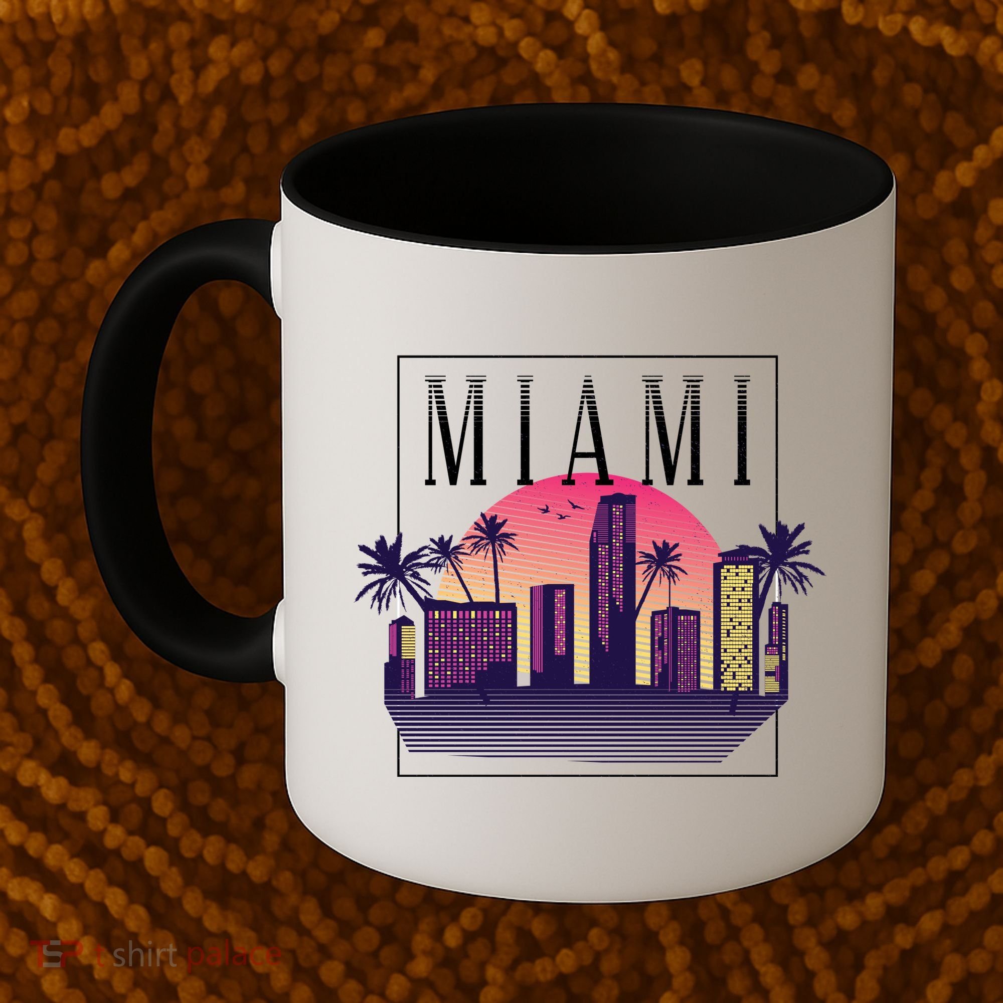 Miami Florida Retro Skyline Coffee Mug