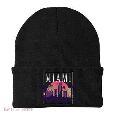 Miami Florida Retro Skyline Beanie