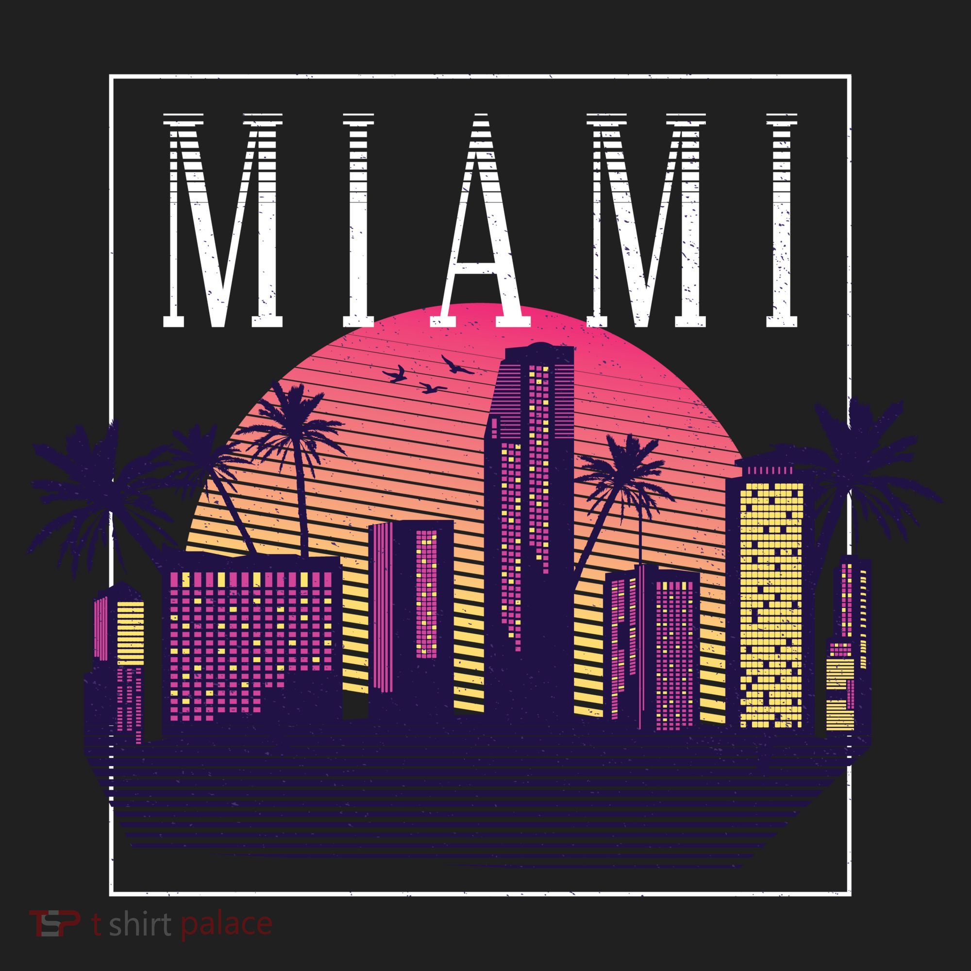 Miami Florida Retro Skyline Beanie