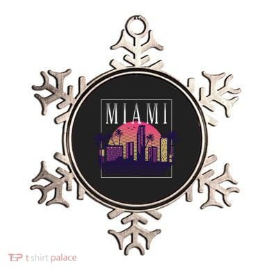 Miami Florida Retro Skyline Ornament