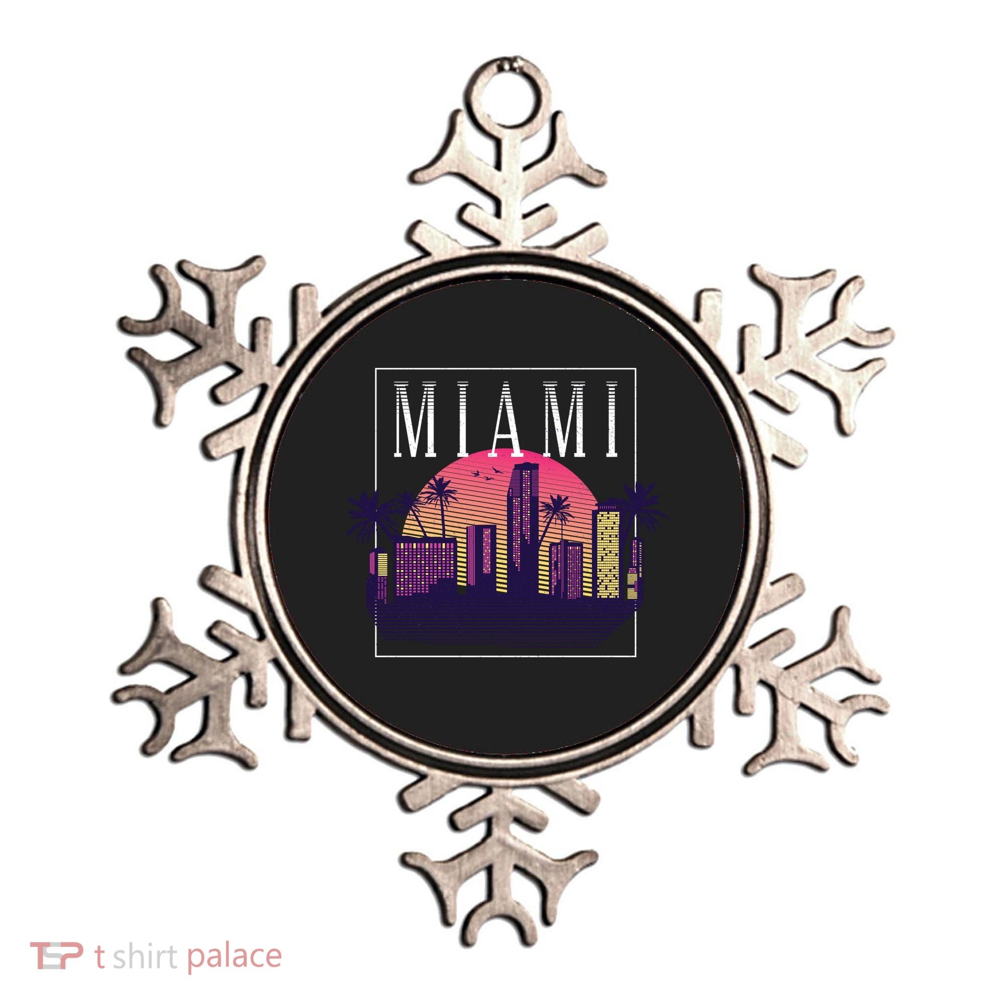 Miami Florida Retro Skyline Ornament