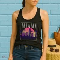 Miami Florida Retro Skyline Women's Tank Top thumb 2