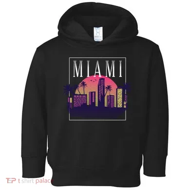 Miami Florida Retro Skyline Toddler Hoodie