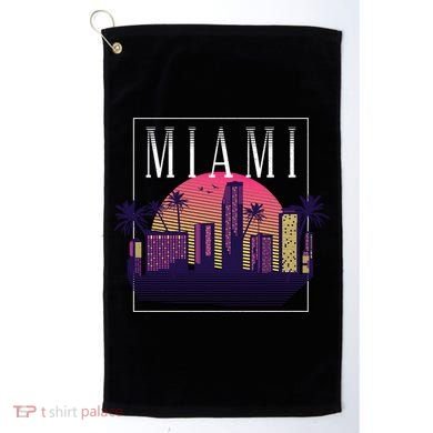 Miami Florida Retro Skyline Golf Towel