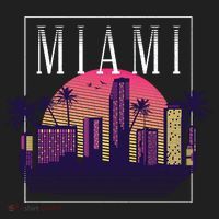 Miami Florida Retro Skyline Golf Towel thumb 3