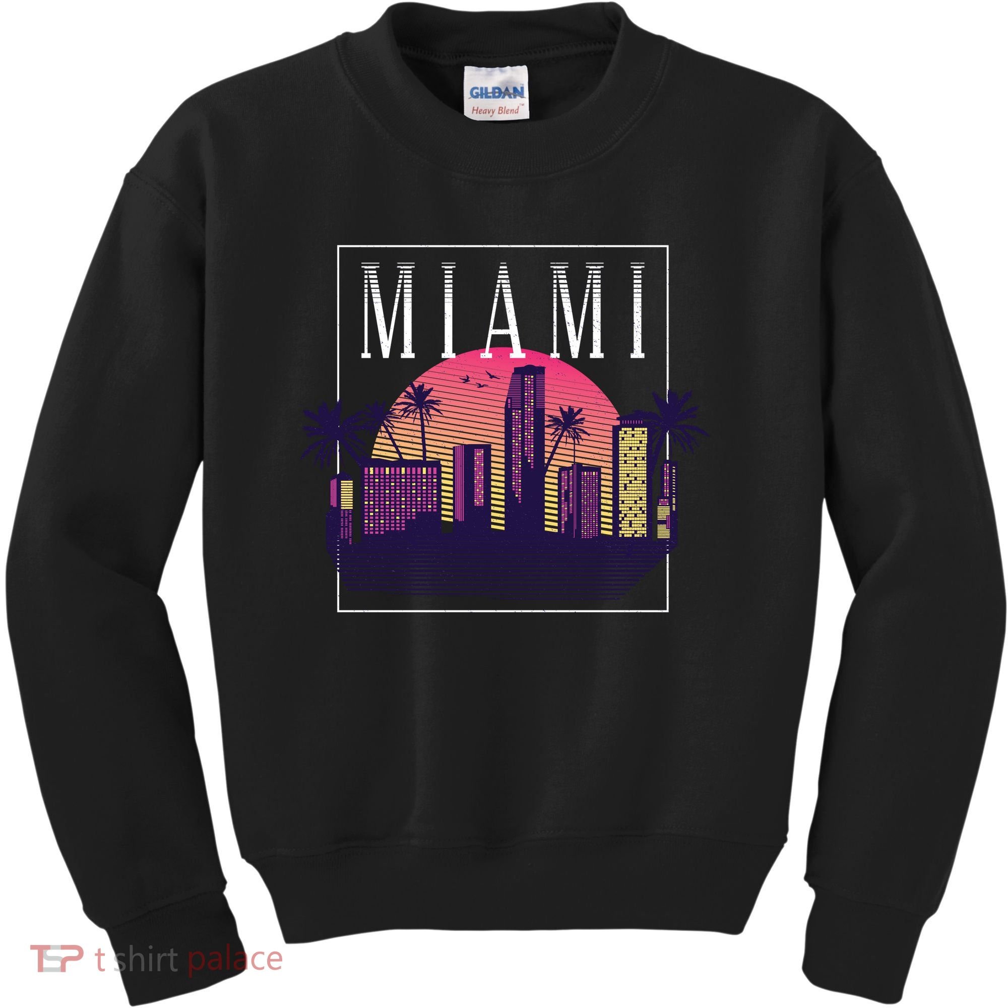 Miami Florida Retro Skyline Kids Sweatshirt