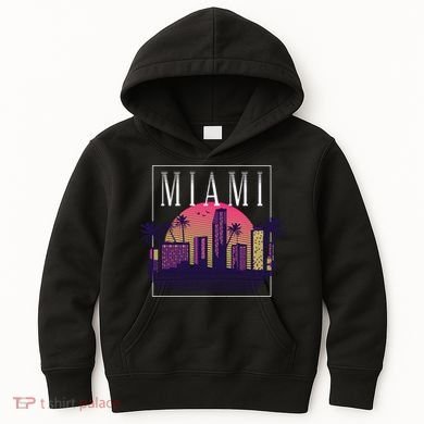 Miami Florida Retro Skyline Kids Hoodie
