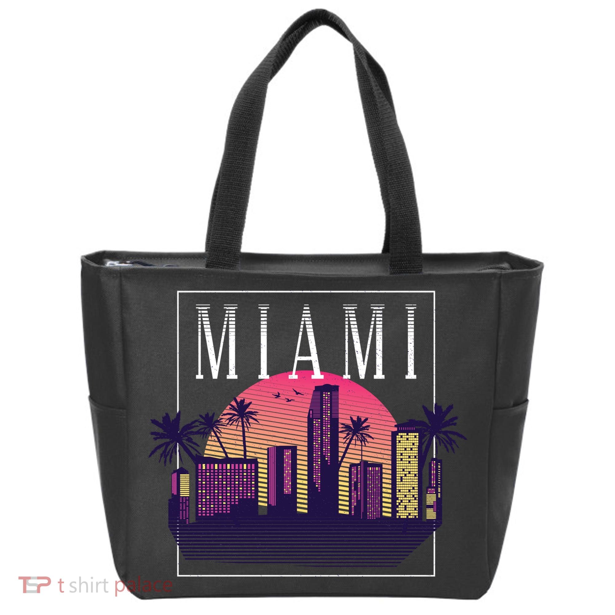 Miami Florida Retro Skyline Tote Bag