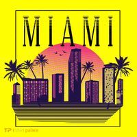 Miami Florida Retro Skyline USA-Made Doggie Bandana thumb 2