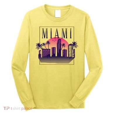 Miami Florida Retro Skyline Long Sleeve Shirt