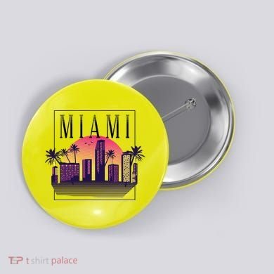 Miami Florida Retro Skyline Button
