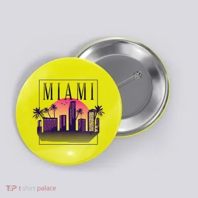 Miami Florida Retro Skyline Button