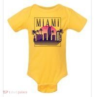 Miami Florida Retro Skyline Baby Bodysuit thumb 0