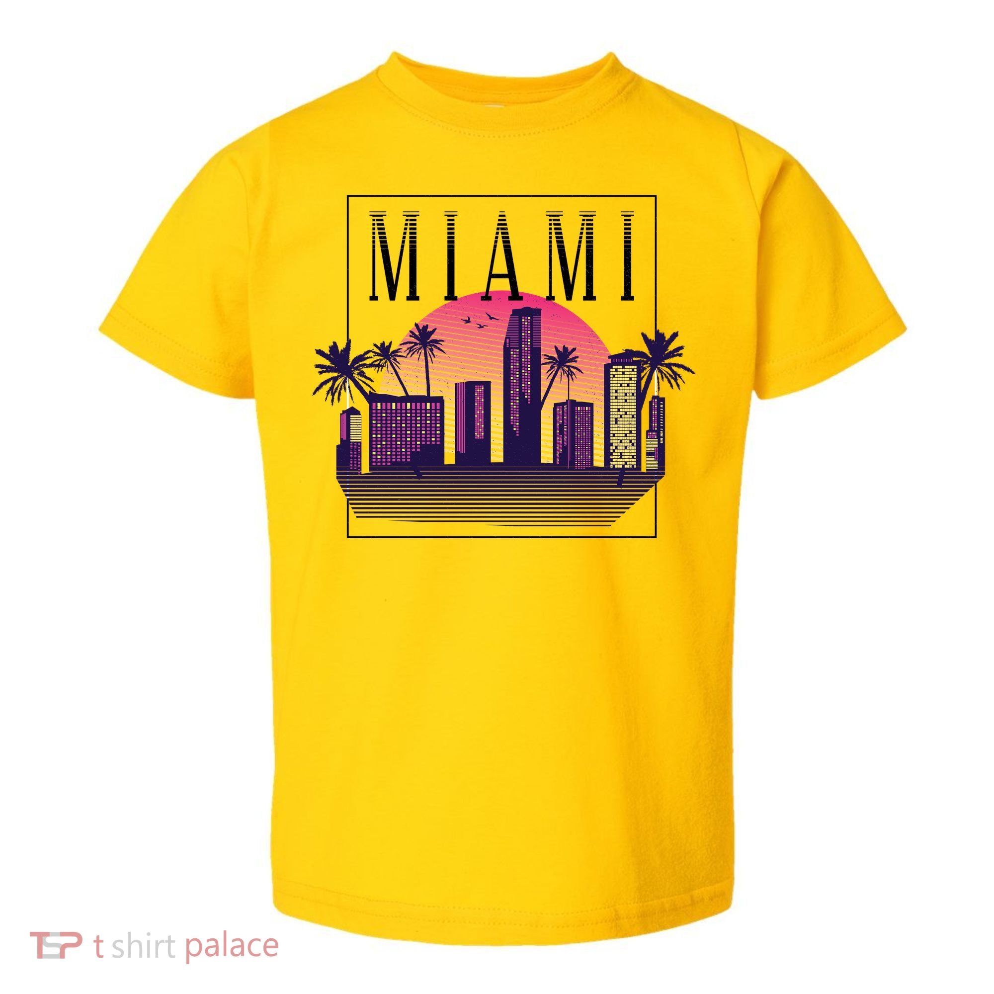 Miami Florida Retro Skyline Toddler T-Shirt