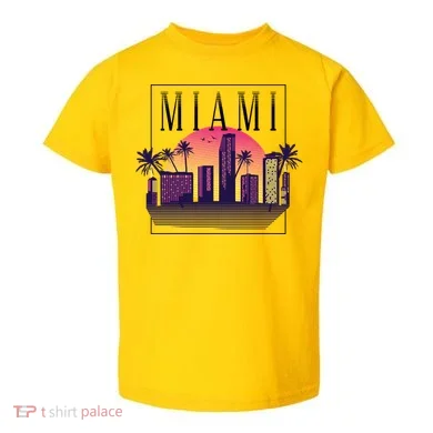 Miami Florida Retro Skyline Toddler T-Shirt