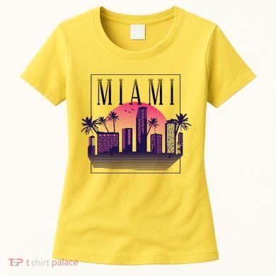 Miami Florida Retro Skyline Women's T-Shirt