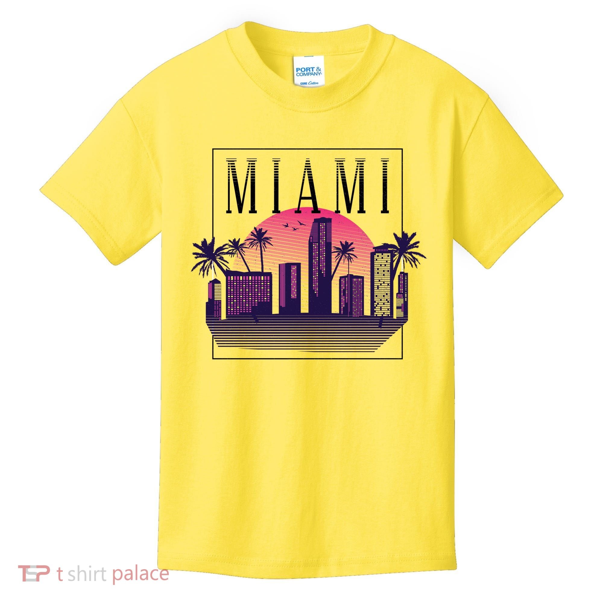 Miami Florida Retro Skyline Kids T-Shirt