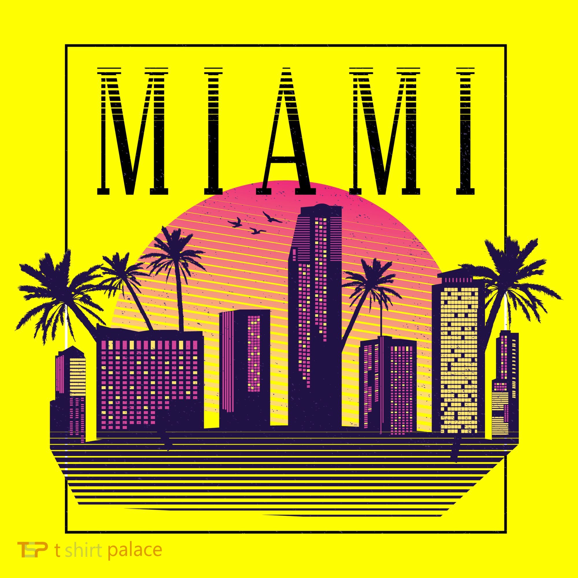 Miami Florida Retro Skyline Kids T-Shirt