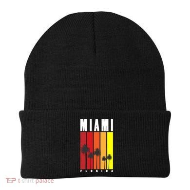 Miami Florida Vintage Stripes Beanie