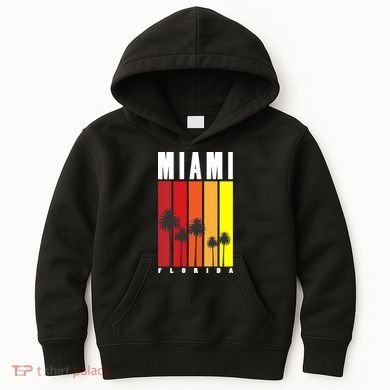 Miami Florida Vintage Stripes Kids Hoodie