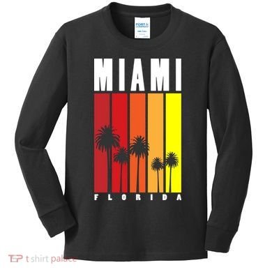 Miami Florida Vintage Stripes Kids Long Sleeve Shirt