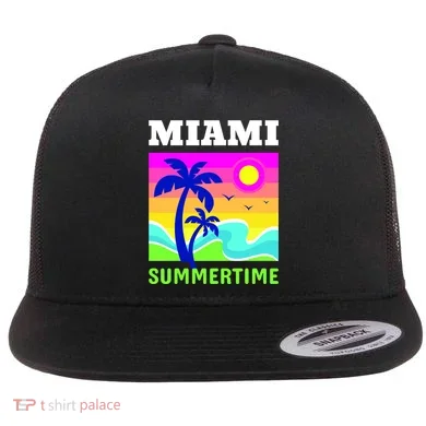 Miami Summertime Flat Bill Trucker Hat