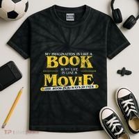 My Imagination Book My Life Movie Sarcastic Retro Book Lover Kids Tie-Dye T-Shirt thumb 2