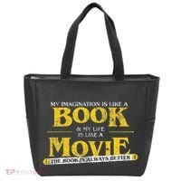 My Imagination Book My Life Movie Sarcastic Retro Book Lover Tote Bag thumb 0